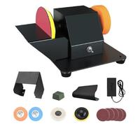 Esmeriladora Doble 250W, Amoladora de Banco & Mini Lijadora, Lijadora Pulidora de Banco 2 en 1, con Muelas Fina/Gruesa, Disco de Pulir, para Desoxidar Metal, Lijar Madera