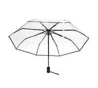 ESmoda Paraguas transparente automático para mujeres y hombres, paraguas plegable resistente al viento, paraguas transparente, borde negro, Negro, transparente, transparente