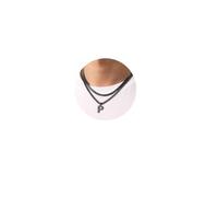 Esmoly Collar Hombre con Letra A-Z Plata Negro Oro Cadena Acero Inoxidable Cadena Cubana Cadena de Serpiente Cadena Doble Ajustable Regalos Originales para Hombre 18+20 Inches (Negro P)