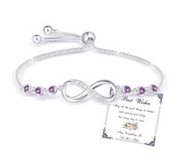 Esmoly Pulsera Mujer Infinity Bracelet Brazalete Plata con 5A Circonia y 12 tipos de Piedras Naturales Ajustable Regalos Originales Para Mujer Niña (06)