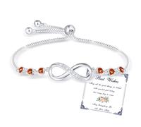 Esmoly Pulsera Mujer Infinity Bracelet Brazalete Plata con 5A Circonia y 12 tipos de Piedras Naturales Ajustable Regalos Originales Para Mujer Niña (01)