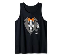 Esmoquin Esqueleto Costilla Jaula Divertida Fiesta de Halloween Huesos Mexicanos Camiseta sin Mangas