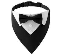 Esmoquin formal para perro, collar de bandana ajustable para perros de boda con lazo para esmoquin formal para pequeñas y medianas mascotas grandes (negro L)