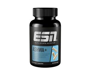 ESN Ashwa +, extracto patentado de raíz de Ashwagandha KSM-66®, 120 cápsulas, baya india del sueño, con magnesio, vitamina B6 y zinc, vegano - made in Germany