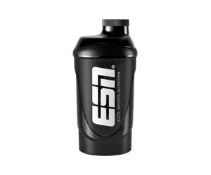 ESN Shaker, negro, 600 ml, a prueba de fugas, mezclador con escala de medición para una dosificación fácil, libre de BPA y DEHP