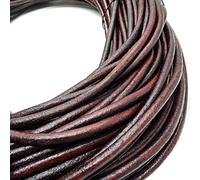 esnado Cordón de cuero redondo 5 mm marrón antiguo 3 m - Longitud/color: a elegir