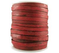 esnado Correa de piel plana, Cordón | Ancho: 6 mm | Grosor: 1,5 mm | Color: rojo antiguo | Longitud: 2 metros de cuero auténtico - curtido vegetal | para manualidades | Fabricación de pulseras, joyas