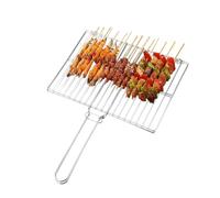 Esncddym Cesta para parrilla de acero inoxidable, Cesta para parrilla para barbacoa | Parrilla de pescado de acero inoxidable,Accesorios para asar a la parrilla portátiles rectangulares, cesta ligera