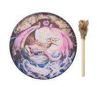 Esncddym Tambor chamán, tambor de marco | Tambor de marco chamán de 9,8 pulgadas para meditación | Tambor chamán sanador de sonido, pequeños instrumentos de baño de sonido para música espiritual