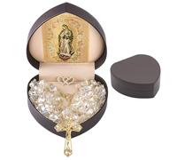 ESNOY Lazo Para Boda, lazo de boda con caja de corazón para regalo de ceremonia, Lazos para Boda Católica, rosario de cristal con cruz de unidad para ceremonia de boda, Lazo de Bodas para Los Novios,