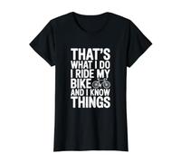 Eso es lo Que Hago Yo monto mi Bicicleta y sé Cosas Camiseta gráfica económica, Mujer, Negro, S