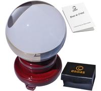 ESOAS Bola DE Cristal ADIVINACION (10 cm) con Soporte de Madera, Ideal Cristallomancie, Divinación y Vivienda, [Garantía por Vida] + Guía PDF incluida