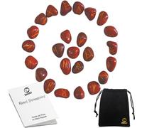 ESOAS RUNAS VIKINGAS ADIVINACION Piedras, Juego de 25 Jaspe Rojo Semi Preciosas grabadas con Bolsa. Ideal para adivinación, Magia, Alfabeto rúnico futhark, oráculo de la mitología nórdica.