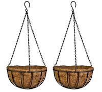 Esoes Cesta Colgante para cultivadores Maceta Cesta de Flores de Coco Maceta Decorativa de Hierro Cesta para Interiores y Exteriores Soporte para Maceta de Flores, 2pcs 12inch