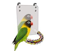 Esoes - Juego de Espejos para pájaros con Cuerda para perchar, con Soporte de Espejo, Colorido, para Loros, periquitos, cacatúas, Conos, Pinzas, Jaula de Guacamayo Gris Africano, Juguete para Colgar