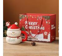 Esoes Lindas tazas de Papá Noel 3D con caja de regalo, asas de bastones de caramelo y cuchara de árbol de Navidad, taza de Feliz Navidad, ideas de regalos de Navidad para mujeres y hombres, 400 ml
