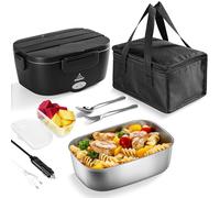 ESOHOT Fiambrera Electrica 80W 1,5 L con Bolsas Isotérmicas,Juego de Cubiertos para 12V/24V/220V