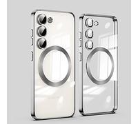 ESONG Cover Magnetica per Samsung Galaxy S23,Protettiva Case compatibile con MagSafe[Copertura Della fotocamera] Antiurto Ultra-Sottile Trasparente Silicone Protezione Custodia-Argento