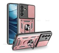 ESONG Funda Armor para ZTE nubia Focus 5G/Blade A75 5G, Carcasa Protectora de Militar con Cubierta de Cámara Deslizante magnetica Anillo Soporte, Dura PC Silicona TPU Anti-Choque Bumper Case Oro rosa