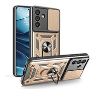 ESONG Funda Armor para ZTE nubia RedMagic 10 Pro 5G, Carcasa Protectora de Militar con Cubierta de Cámara Deslizante magnetica Anillo Soporte, Dura PC Silicona TPU Anti-Choque Bumper Case Oro