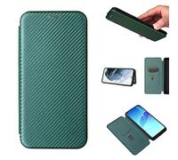 ESONG Funda Motorola Edge 40 Neo, Carbono Funda Tapa Protectora con Ranura para Tarjetas y Cierre Magnético,TPU a Prueba de Golpes + Soporte Gratis-Verde