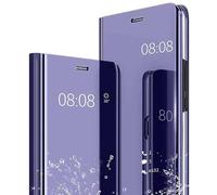ESONG Funda movil para Samsung Galaxy S10e / S10 Lite,Espejo Funda Flip Mirror Caso,Ultra Slim LigeroLibro Clear View Standing Cover,Mirror PC + PU Protectora Bumper Soporte Plegable Case-Púrpura