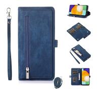 ESONG Funda para OPPO A3X 4G/A5X/A5i,Premium PU Cuero Billetera Carcasa con Soporte/Ranura para Tarjeta/magnético/Correa de muñeca/Lanyard Strap,Moda Flip Phone Cover Case,Azul