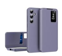 ESONG Funda para Samsung Galaxy S24, Carcasa de Piel Cuero Inteligente Tipo Flip Folio Cartera Protectora teléfono Case, Ranuras para Tarjetas, Vista de Ventana, Smart View Púrpura
