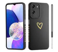 ESONG Funda para VIVO Y28S 5G/Y03/Y18/Y18i/Y03T,Carcasa Protectora con colgar cuerda/bonito patrón de corazón de amor,para niñas/mujeres,Ultra Fina TPU Suave Silicona Prueba de Golpes Case Negro