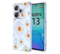 Esong Transparente Funda Para Xiaomi Poco M6 4G/Redmi 13 4G 5G,Carcasa Fina Lindo Estética Margarita Crisantemo estampado floral Para Mujer Y Niñas,Delgada Suave Tpu Silicona Original Bonito Case-05