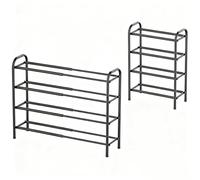 esonstyle Zapatero de 4 Niveles, Ajustable 42-77 cm, para 16-18 Pares de Zapatos, Ahorra Espacio y Estable, Negro, para Entrada de casa, Pasillo y Armario