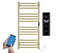 ESOP RadiadorToallero Eléctrico Baño Oro Cepillado 185 W Calienta Toallas 1100 x 600 mm 15 Varilla Curva WiFi Inteligente Temperatura Constante