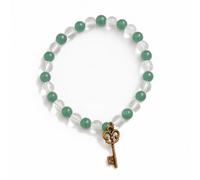 Esotericart Pulsera Llave de la Fortuna - Aventurina Verde y Cristal de Roca | Pulsera Energética para Suerte, Prosperidad y Apertura de Caminos | Amuleto con Dije de Llave | Hecho a Mano