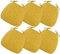 ESOUY Cojines para silla de comedor en forma de U, cojines gruesos para silla con cordones antideslizantes, paquete de 1/2/4/6 cojines suaves y cómodos para silla de comedor de cocina (color: cúrcuma,