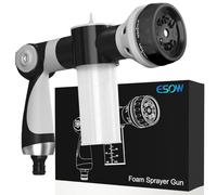ESOW Boquilla para manguera de jardín, pistola de espuma de alta presión, patrón de pulverización de 8 vías con botella dispensadora de jabón de 3,5 oz/100 cc, pistola de espuma de nieve para lavado