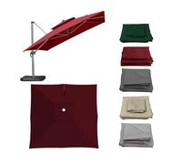 ESOYAWE 3x3m 2.5x2.5m Toldo De Recambio para Sombrilla Voladizo Grandes Cuadrada, Cubierta De Repuesto Top Transpirable Protección UV30+ Impermeable, Jardín Patio Playa Parasol Canopy(Dark-Red,3x3m)