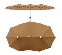 ESOYAWE Toldo De Repuesto para 460x270cm Sombrilla Doble Terraza Exterior,12 Brazos,Cubierta Paraguas Mercado,Tela De Repuesto para Jardín Playa Parasol Grandes,Impermeable Protección UV30+(Khaki)