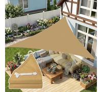 ESOYAWE Toldo Vela Triángulo Impermeable Velas De Sombra para Patio, Toldos Exterior 98% Protección UV Lona Sombra con Anillo En D Y Cuerdas De Sujeción, para Jardín Balcón Camping(Sand,3x3x4.3m)