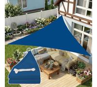ESOYAWE Toldo Vela Triángulo Impermeable Velas De Sombra para Patio, Toldos Exterior 98% Protección UV Lona Sombra con Anillo En D Y Cuerdas De Sujeción, para Jardín Balcón Camping(Blue,3.6x3.6x3.6m)