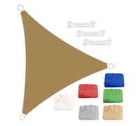 ESOYAWE Toldos Exterior Velas De Sombra Impermeable, 3x3x3 4x4x4m Toldo Vela Triángulo, Malla De Sombra con Anillo En D, Tela Poliéster Transpirable Protección UV para Terraza Jardín(Sand,2x2x2m)