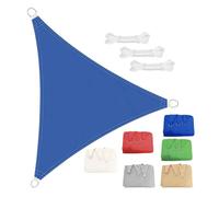 ESOYAWE Toldos Exterior Velas De Sombra Impermeable, 3x3x3 4x4x4m Toldo Vela Triángulo, Malla De Sombra con Anillo En D, Tela Poliéster Transpirable Protección UV para Terraza Jardín(Blue,3x3x3m)