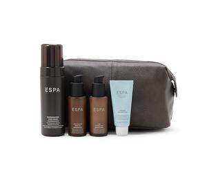 ESPA Men's Grooming Collection | 4-Piece Skincare Gift Set for Him with Invigorating Face Wash, Postshave Rescue, Moisturiser & Fitness Shower Gel | Revitalising Self Care Kit