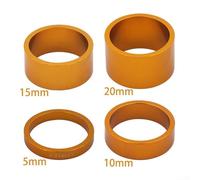 Espaciador de auriculares para bicicleta de montaña, 4 unidades, aleación de aluminio, tamaño 5 mm, 10 mm, 15 mm, 20 mm, adecuado para auriculares de 28 6 mm de diámetro (dorado)