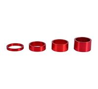 Espaciador para Auriculares de Bicicleta, 4 piezas Espaciadores de Aleación de Aluminio con Vástago en Forma de Horquilla Delantera de Bici de 28,6 mm(Rojo)
