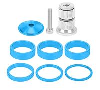 Espaciadores de vástago de manillar de bicicleta de aleación de aluminio, espaciadores de auriculares para bicicleta de montaña, 6 uds. (Azul)