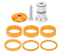 Espaciadores de vástago de manillar de bicicleta de aleación de aluminio, espaciadores de auriculares para bicicleta de montaña, 6 uds. (Oro)