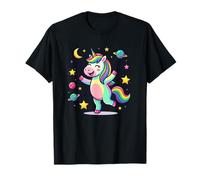 Espacio cósmico Kawaii Dancing Rainbow Unicorn Camiseta