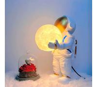 Espacio Creativo Astronauta Luz Nocturna Estilo Infantil Lámpara De Mesa Planeta Dibujos Animados Luz De Mesa Tres Colores Oscureciendo Lámpara De Escritorio Para Dormitorio, Habitación De Niños