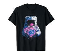 Espacio Exterior Astronauta Tierra astronomía Ciencia Universo Hombres Camiseta gráfica económica, Hombre, Negro, XL
