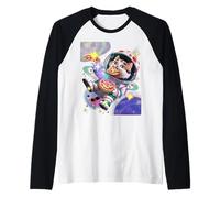 Espacio Gato Pizza Comida Pizza Galaxy Laser Eyes Rainbow Kitty Camiseta Manga Raglan